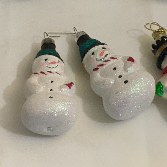 Vintage SNOWMEN CHRISTMAS ORNAMENTS lot of 8 - Picture 5 of 7